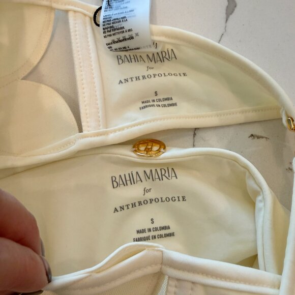 🌺 BAHIA MARIA x Anthropologie Plumeria Bikini Top Bottoms Swim Set Ivory White - Picture 14 of 16